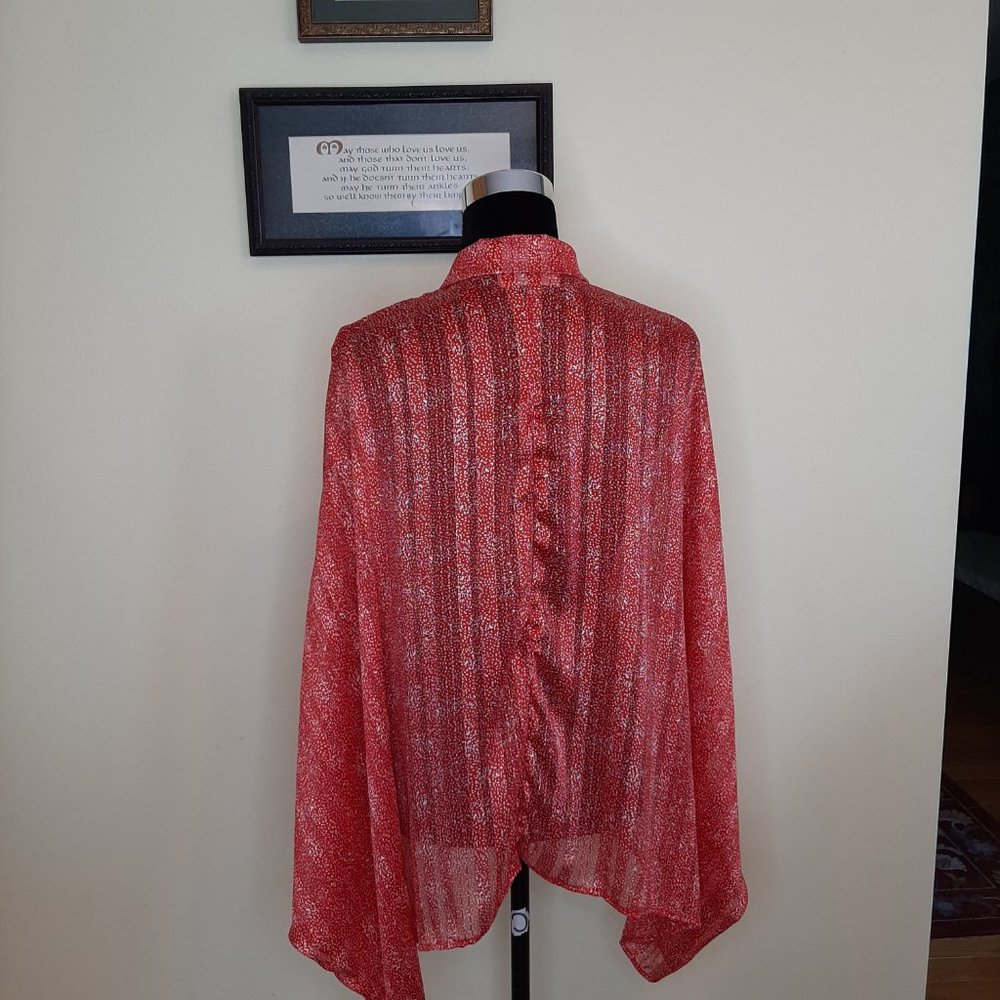 Bucket List Lightweight Button Down Batwing Blouse - image 5
